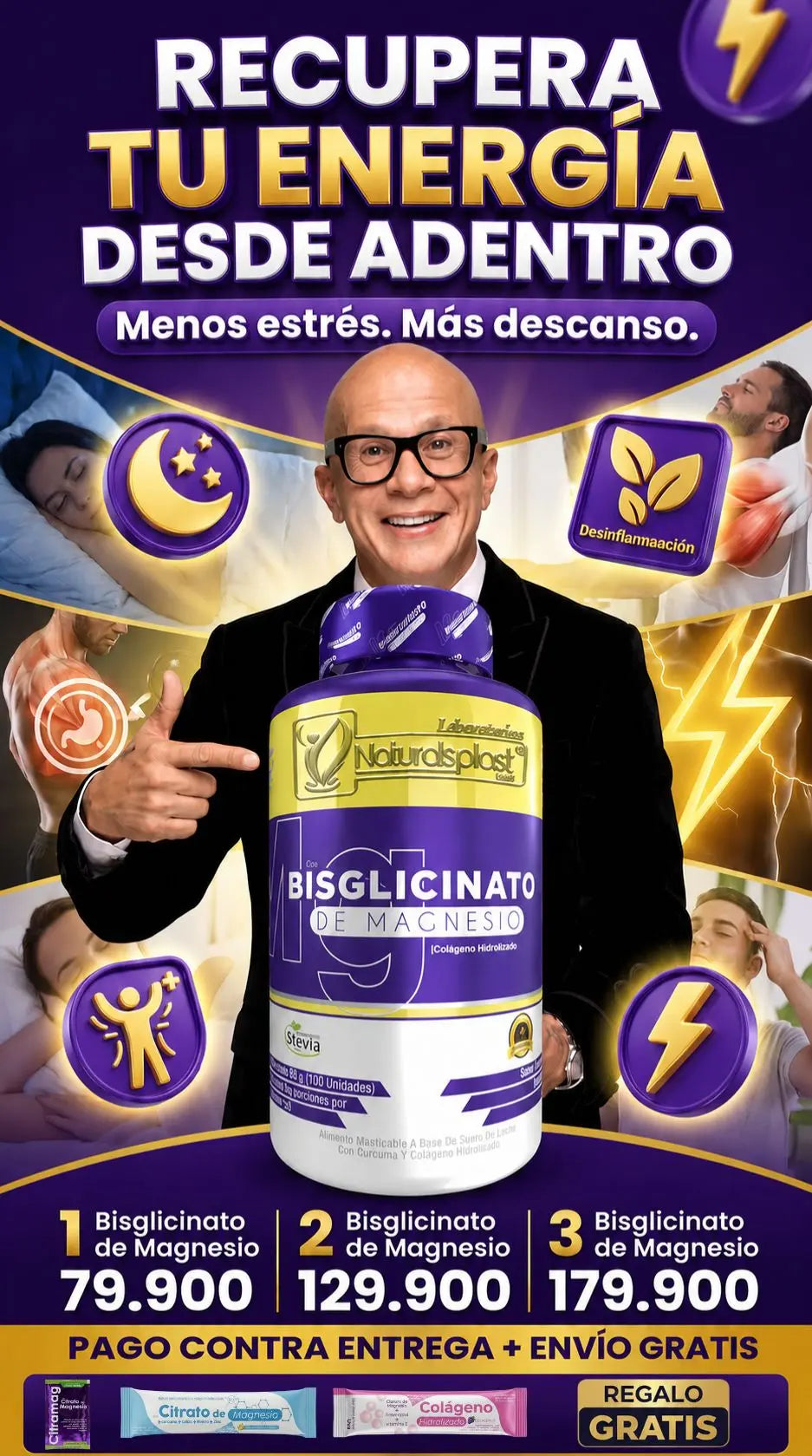 Magnesio Bisglicinato 100% Puro | 100 pastillas de alta Absorción y Máxima Relajación